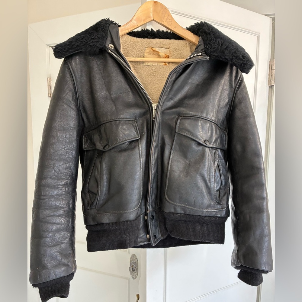 Vintage 1970s U-15 Leather Bomber Jacket
